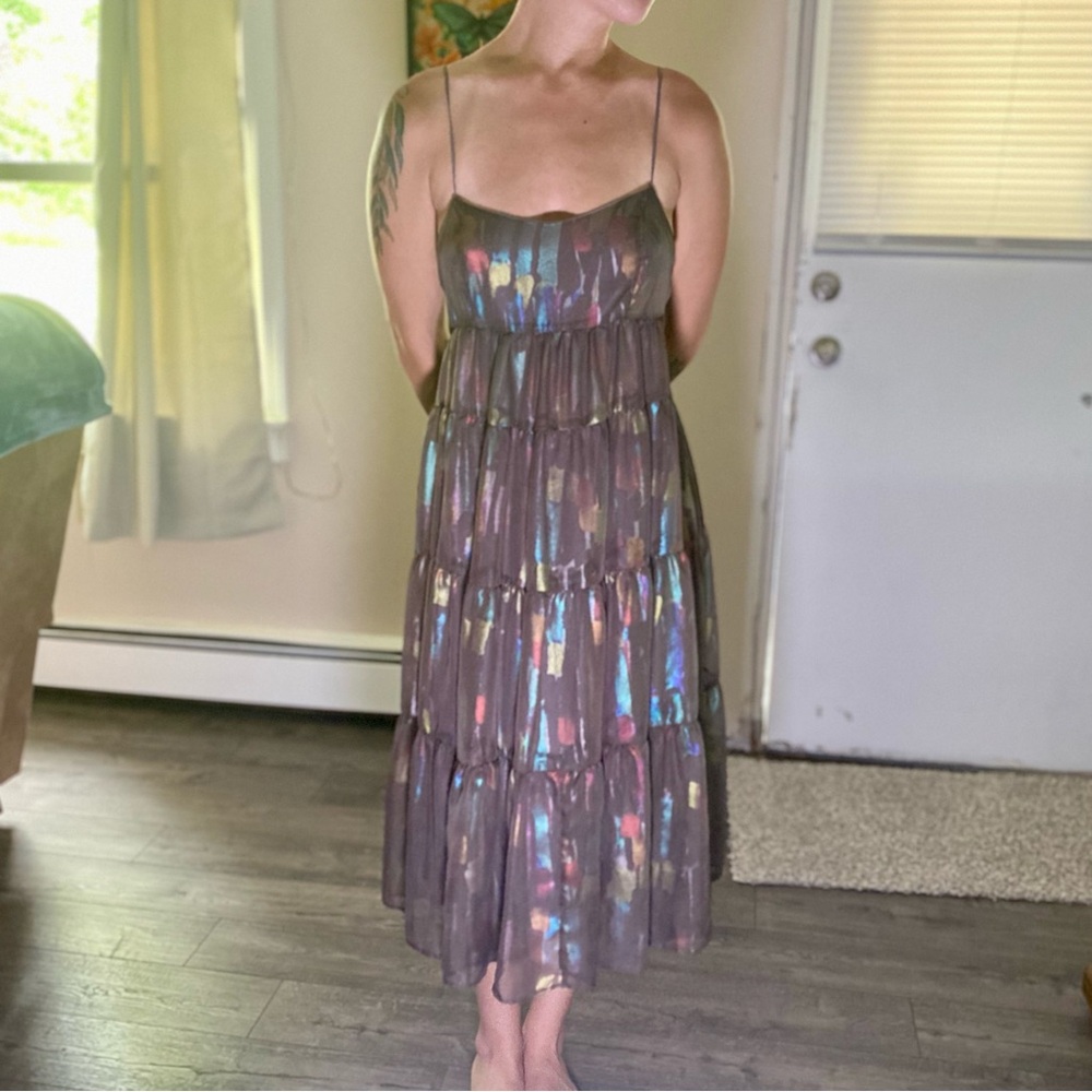 Colorful flowy purple dress